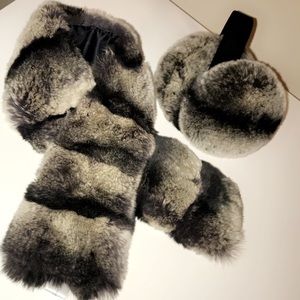 Mink ear muffs and neck wrap